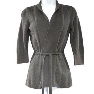 H&M Gray Wrap Cardigan Sweater Jacket Belted Knit Size Small Cozy Casual